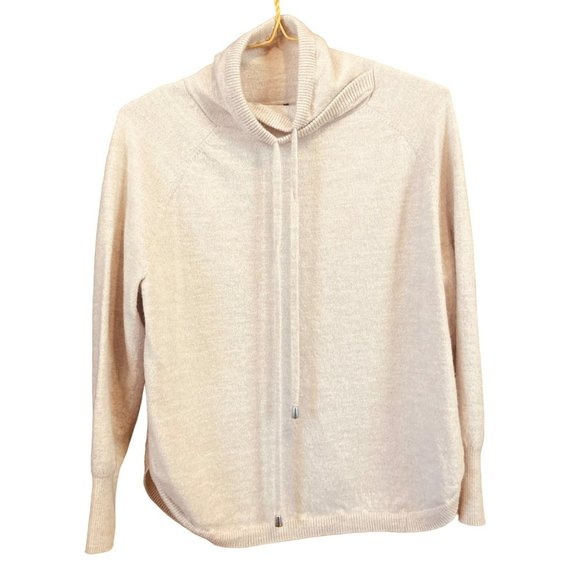 Cynthia Rowley Sweaters - Cynthia Rowley Tan Extra Fine Merino Wool Drawstring Sweater Size L